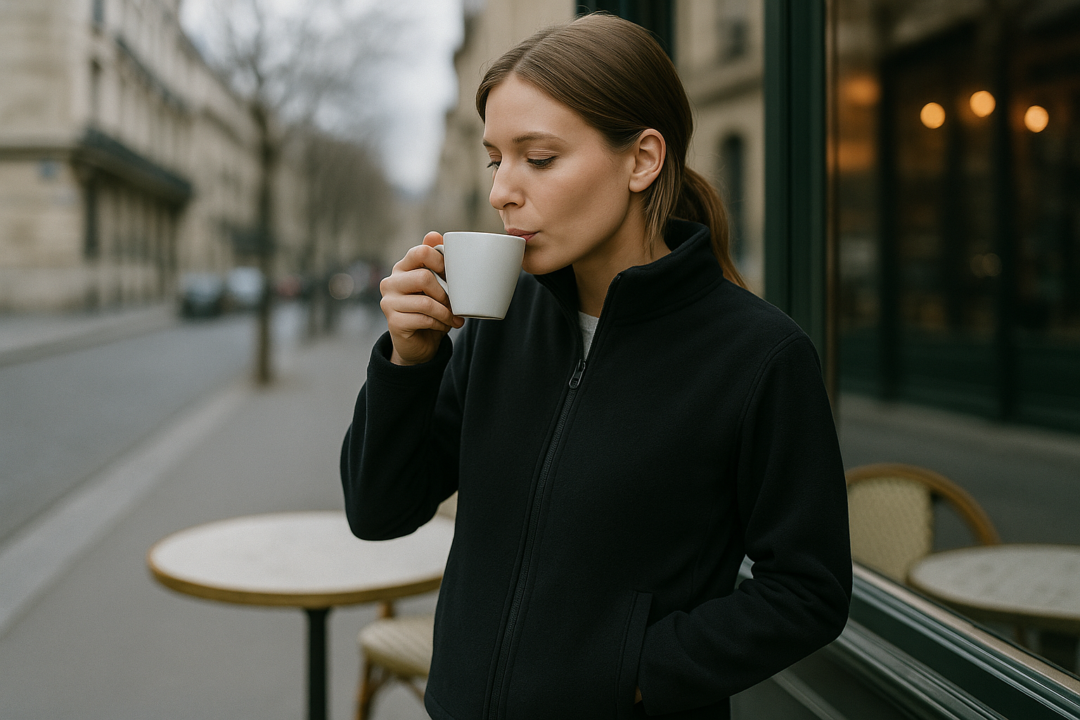 Femme en polaire noir - Collection femme Ness Paris