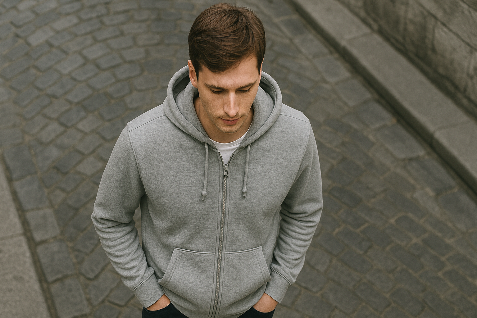 Sweat à capuche gris pour homme - Collection automne Ness Paris